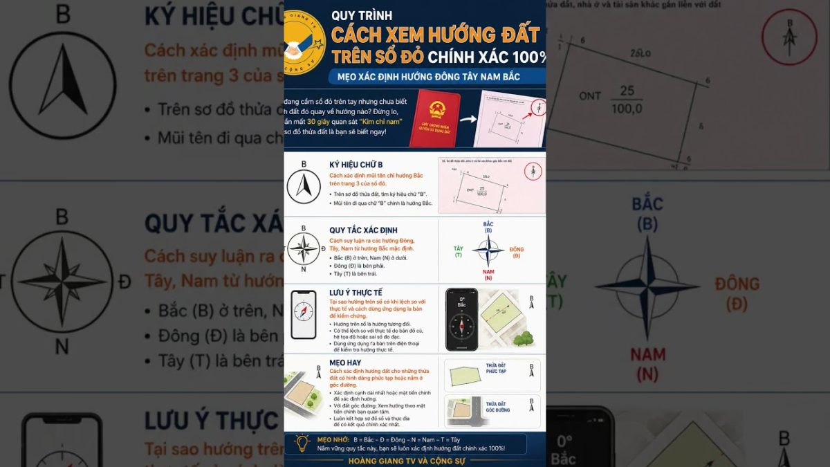 Cách Xem Hướng Đất Trên Sổ Đỏ Chính Xác 100% | Mẹo Xác Định Hướng Đông Tây Nam Bắc |HOÀNG GIANG TV